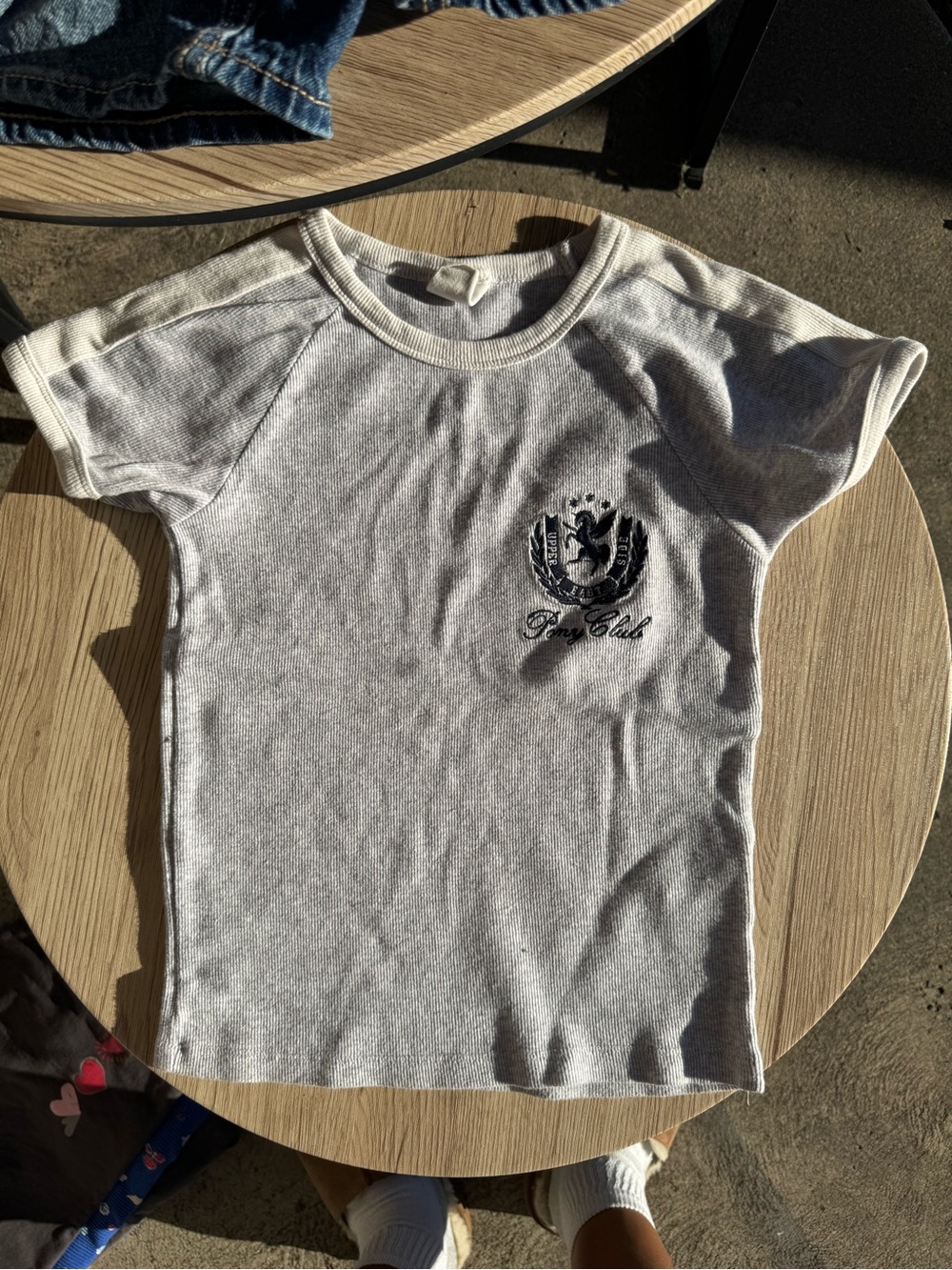 Cotton On Kids Light Gray Tee with Navy Crest